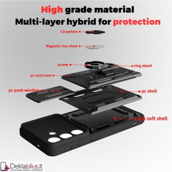 6in1 smūgiams atsparus dėklas su kortelių dėklu - juodas (Samsung Galaxy S26 Plus) 6in1 smūgiams atsparus dėklas su kortelių dėklu - juodas (Samsung Galaxy S26 Plus)